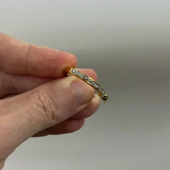 ✨ Vintage Thai .925 Sterling Silver Gold Overlay Hoop Earrings - Picture 13 of 15